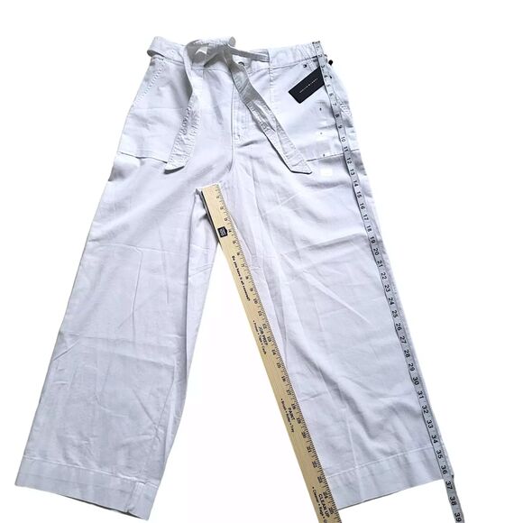 Tommy Hilfiger Wide Leg Pants Womens 8 White High Rise Belted Pockets NWT - Picture 6 of 11